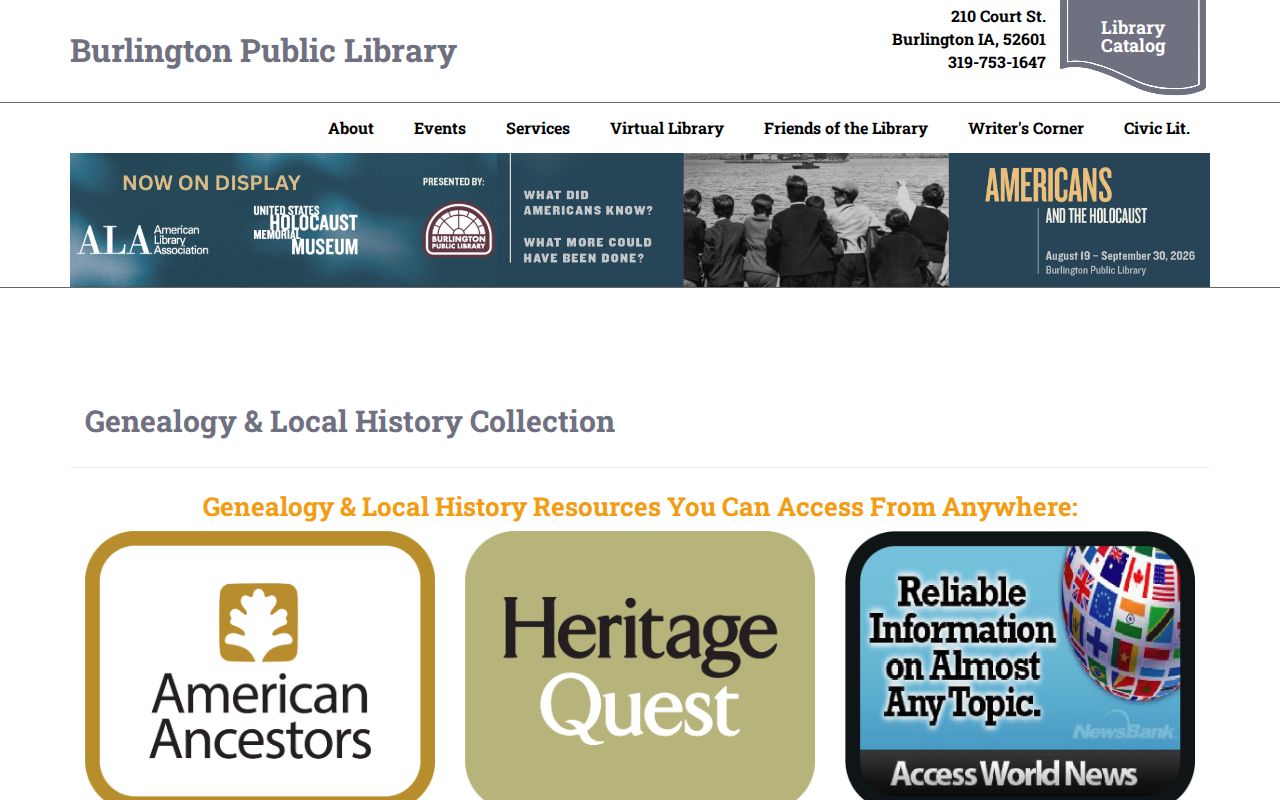 Burlington residents directory library local history collection