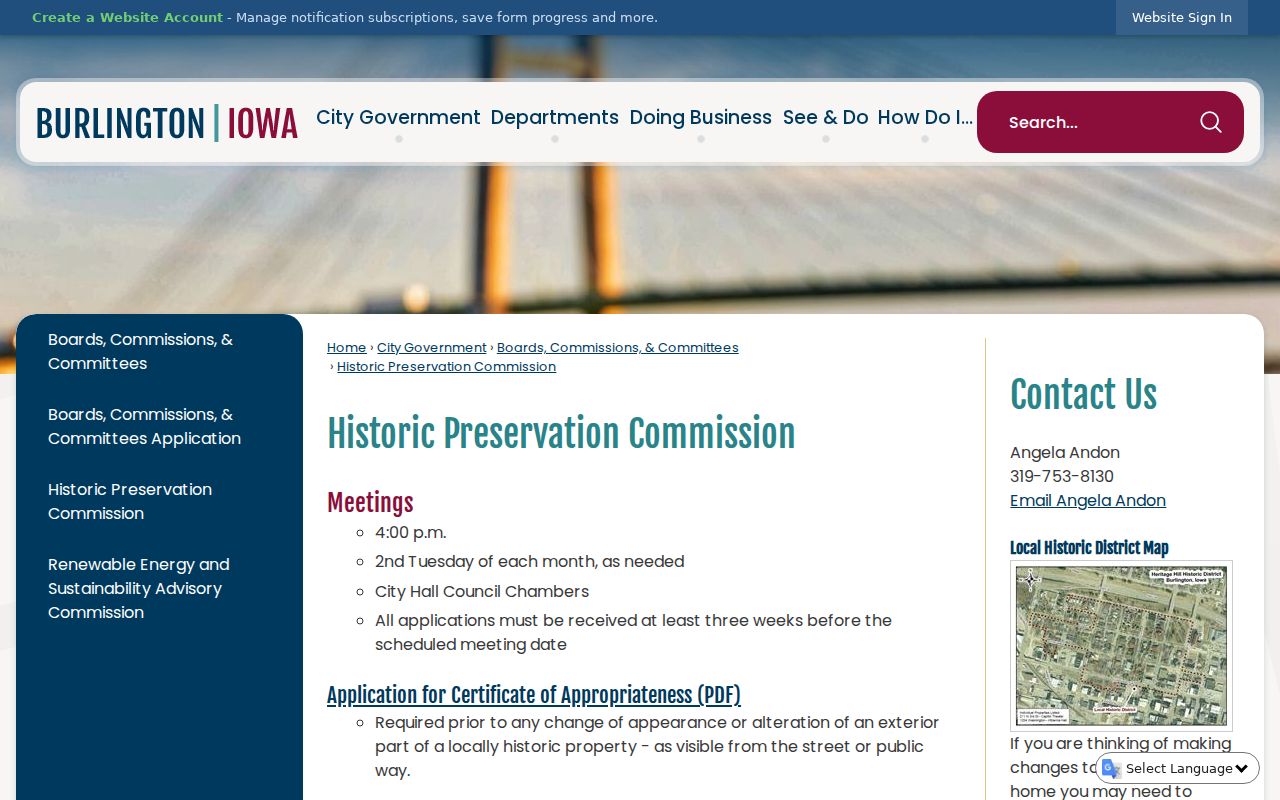 Burlington street directory Historic Preservation Commission records